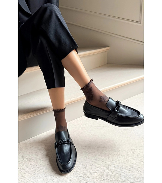 Дамски чорапи FANNY в цвят капучино с флорален мотив снимка