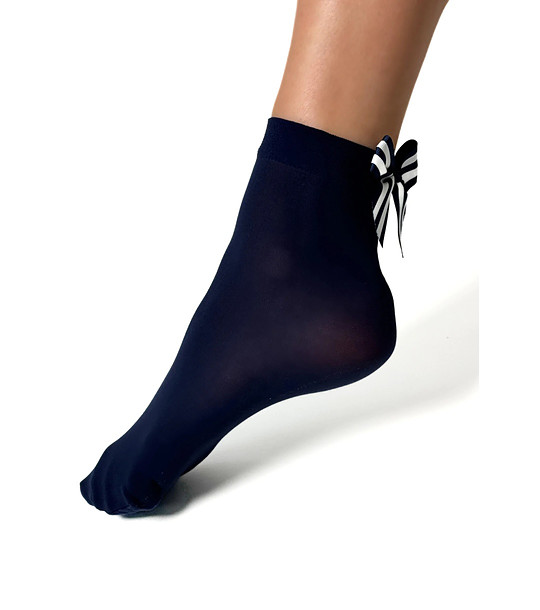 Тъмносини чорапи FIOCCO RIGHE с панделки снимка