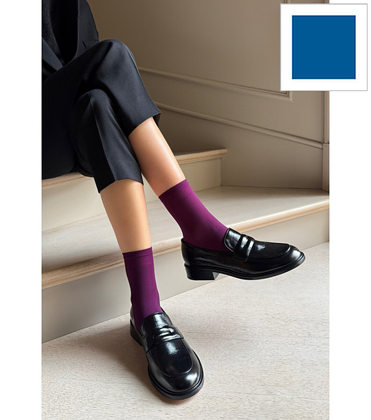 Мастилено сини чорапи 40 DEN KATRIN с комфортен ластик снимка