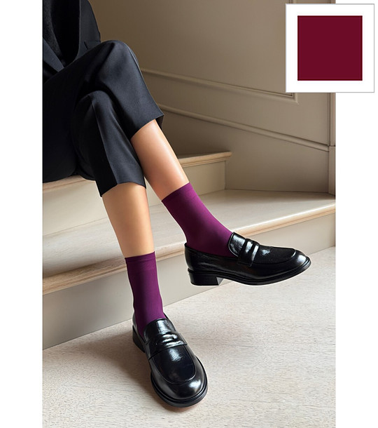 Дамски чорапи в цвят бордо 40 DEN KATRIN матови снимка