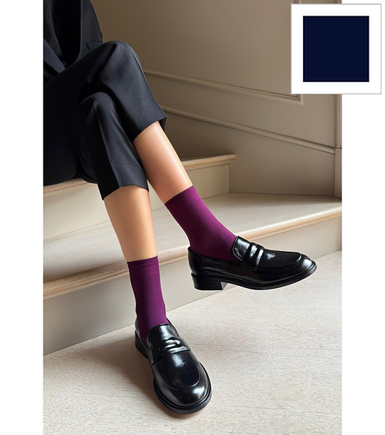 Дамски чорапи в морско синьо 40 DEN KATRIN с удобен ластик снимка