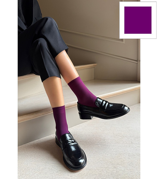 Лилави чорапи с комфортен ластик 40 DEN KATRIN снимка