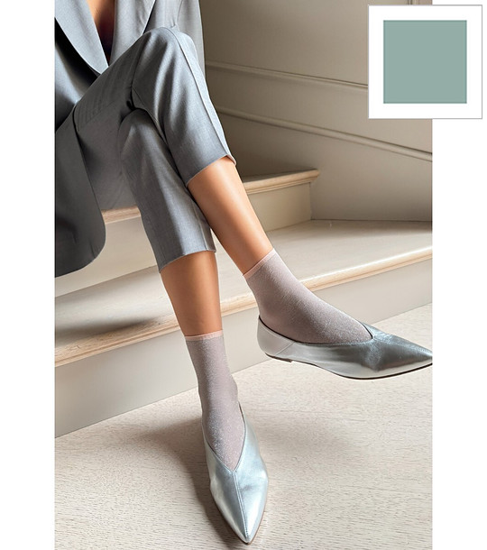 Чорапи LOUISE в цвят мента с лурекс снимка