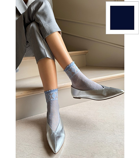 Тъмносини чорапи с геометрични мотиви MONICA снимка