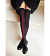 Дамски дълги чорапи над коляното в черно-бордо 100 DEN ELISABETTA-0 снимка