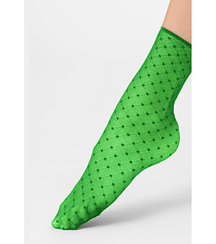 Дамски чорапи SOFIA в електриковозелено с геометричен десен снимка