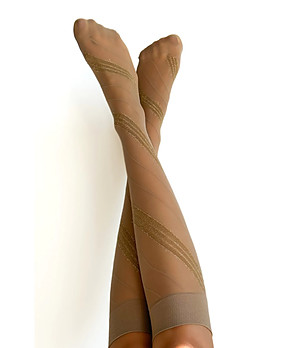 Чорапи в бежово-златисто 15 DEN SPIGA LUREX с лурекс райета снимка