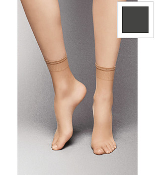 2 бр дамски чорапи в цвят графит 8 DEN SUMMER LIGHT с подсилени пръсти снимка