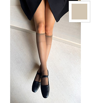 2 бр чорапи в бежово-сив нюанс до коляното 20 DEN VERBENA мат снимка