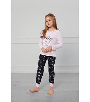 Памучна пижама в розово и черно Libra с принт снимка