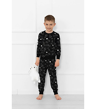 Черна детска памучна пижама с принт овчици Wito снимка