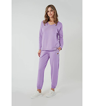 Лилава дамска памучна блуза Madri снимка