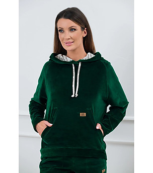 Зелен памучен суитшърт с качулка Oliw снимка