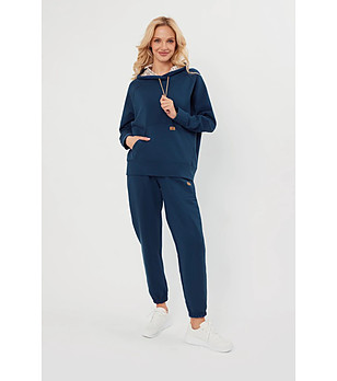 Дамски суитшърт в цвят деним с качулка Viva снимка