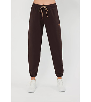 Кафяво дамско памучно долнище с джобове Viva снимка