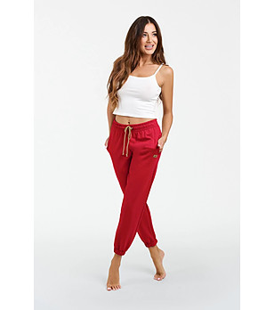 Червено дамско памучно спортно долнище Viva снимка