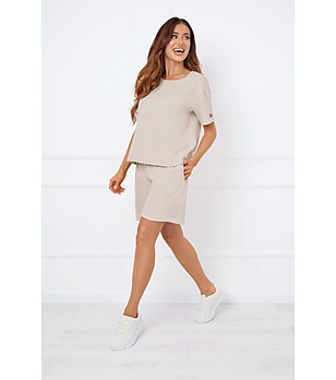 Бежов дамски памучен комплект Bono снимка