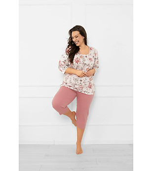 Дамска памучна пижама с 3/4 ръкави и 3/4 панталон Betula снимка