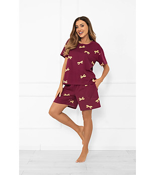 Дамска памучна пижама Kwadro с къс ръкав снимка