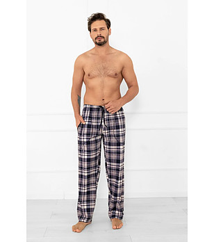 Многоцветно мъжки памучно долнище на пижама Edwin на каре снимка