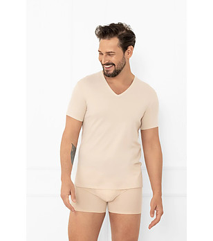 Бежова мъжка памучна тениска Apollo снимка