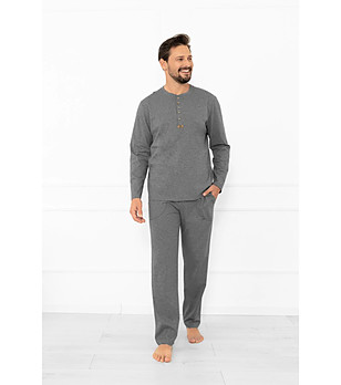 Мъжка памучна пижама Gordo в сив меланж снимка