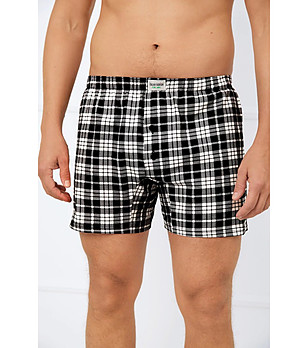 Mъжки памучни боксерки на каре Klark с копчета снимка