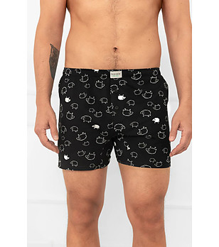 Черни мъжки памучни боксерки с принт овчици Wito снимка