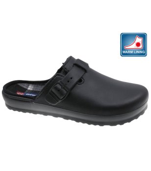 Мъжки черни чехли с декоративна тока снимка