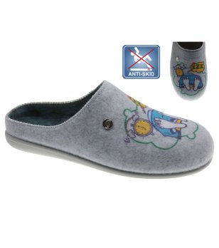 Сиви тийнейджърски чехли с принтиран детайл снимка