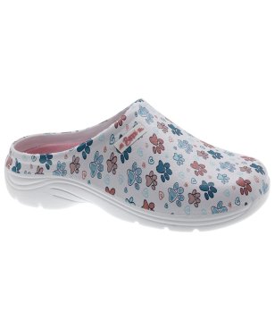 Дамски бели чехли сабо с принт снимка