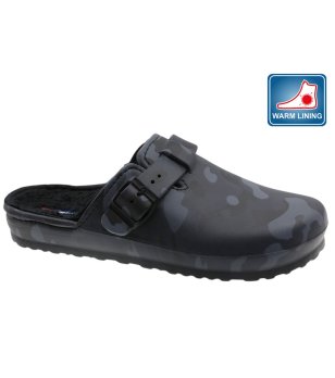 Мъжки черни чехли с декоративна тока снимка