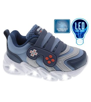 Бебешки тъмносини маратонки със светеща LED подметка снимка