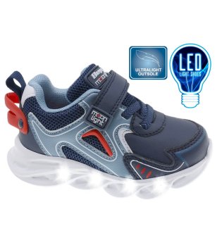 Тъмносини маратонки с LED светлини снимка