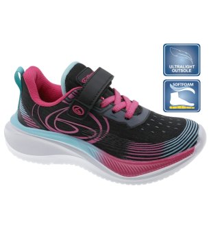 Маратонки в черно и розово с велкро и еластични връзки снимка