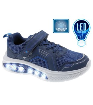 Тъмносини маратонки с LED светлини и велкро снимка