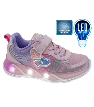 Розови маратонки с LED светлини и велкро снимка