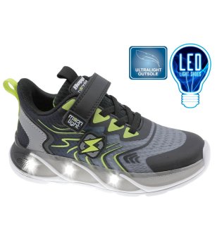 Черни маратонки със светлини LED и велкро снимка