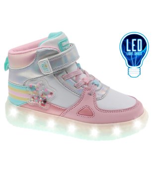 Кецове в бяло, сребристо и розово със светеща подметка и звезда снимка