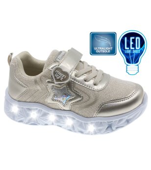 Златисти маратонки със светлини и декоративна звезда снимка