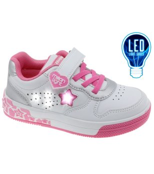 Бели детски маратонки със светлини снимка
