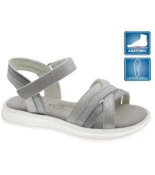 Сребристи детски сандали с анатомична стелка снимка