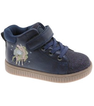 Тъмносини бебешки боти със странична декорация снимка