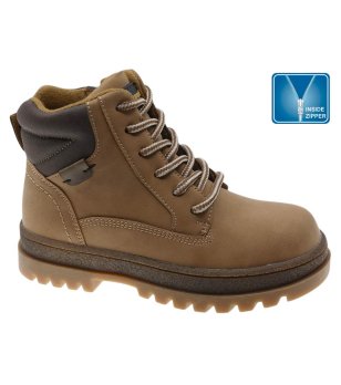 Кафяви детски боти с връзки и цип снимка