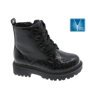 Детски черни боти с принт и страничен цип снимка