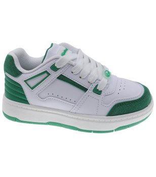 Ежедневни маратонки в бяло и зелено с връзки и противохлъзгаща подметка снимка