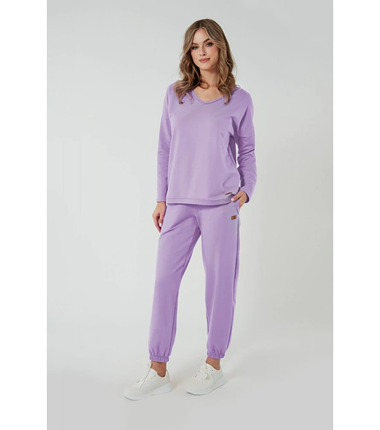 Лилава дамска памучна блуза Madri снимка