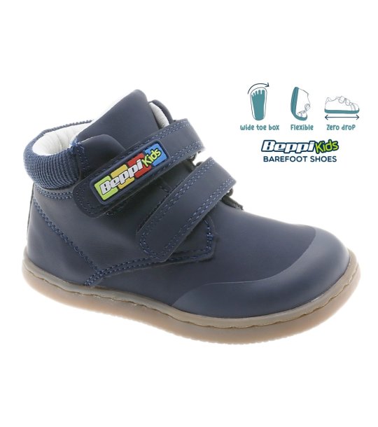 Тъмносини бебешки боти с велкро за широко стъпало снимка