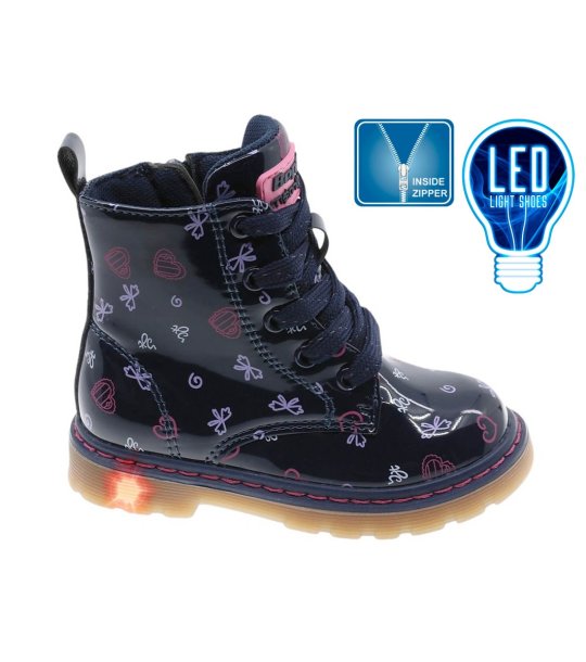 Детски тъмносини боти с LED подметка снимка