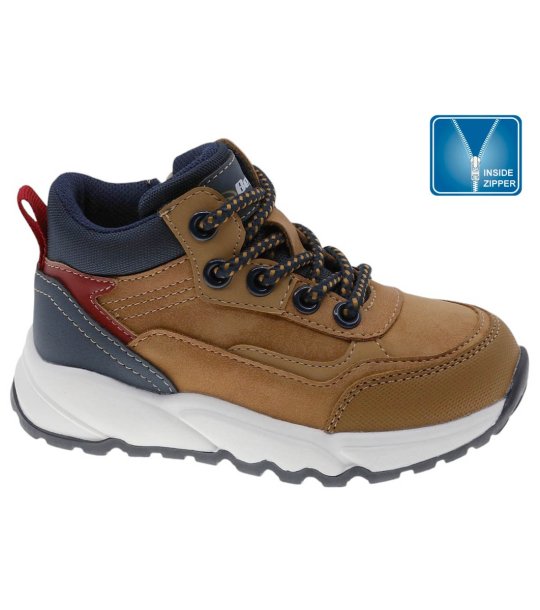 Детски боти в цвят камел със страничен цип снимка